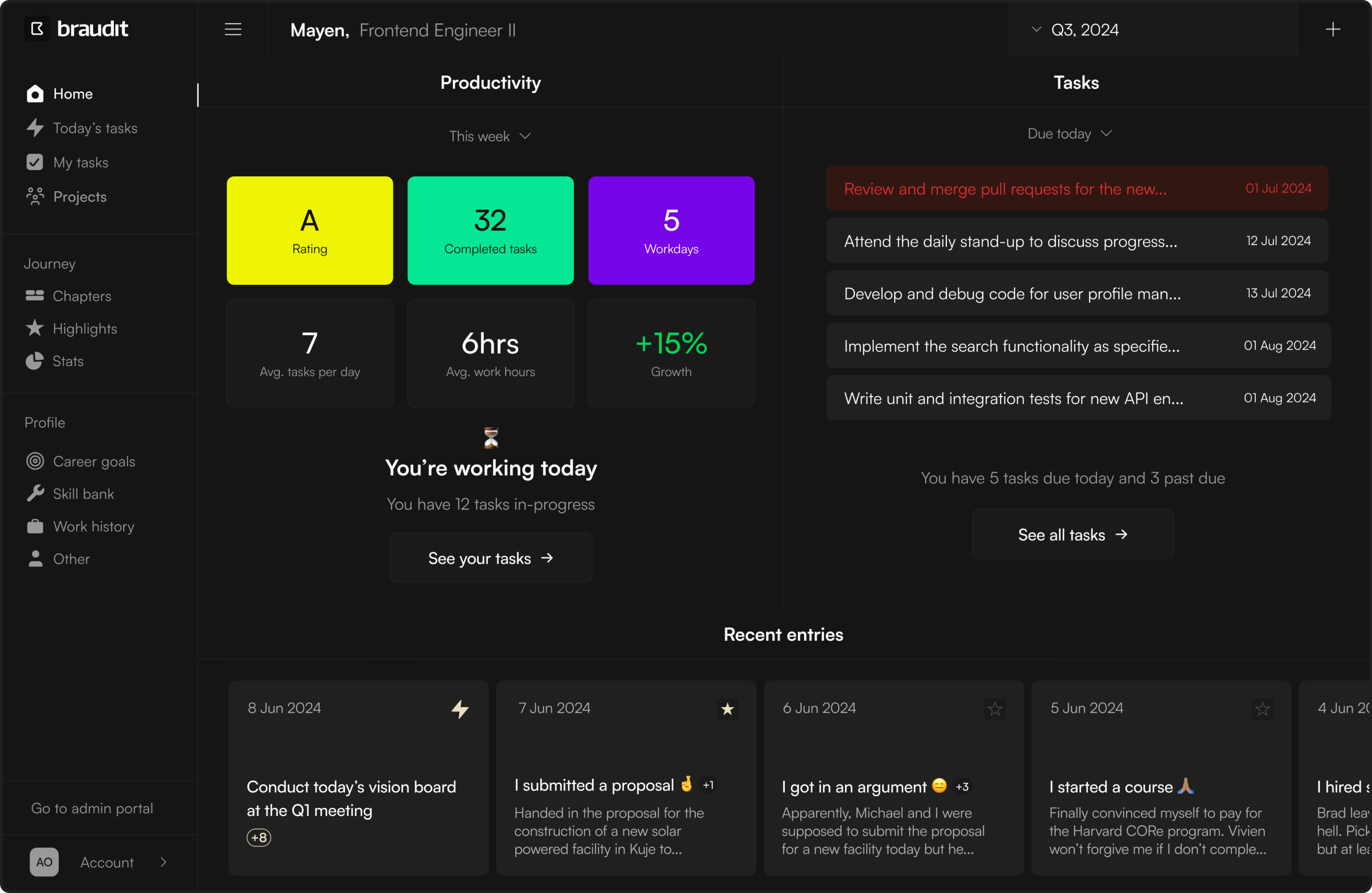 work dashboard preview